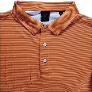 Dunning Golf Shirt Mens‎ XXL ORANGE White Striped Polo Stretch